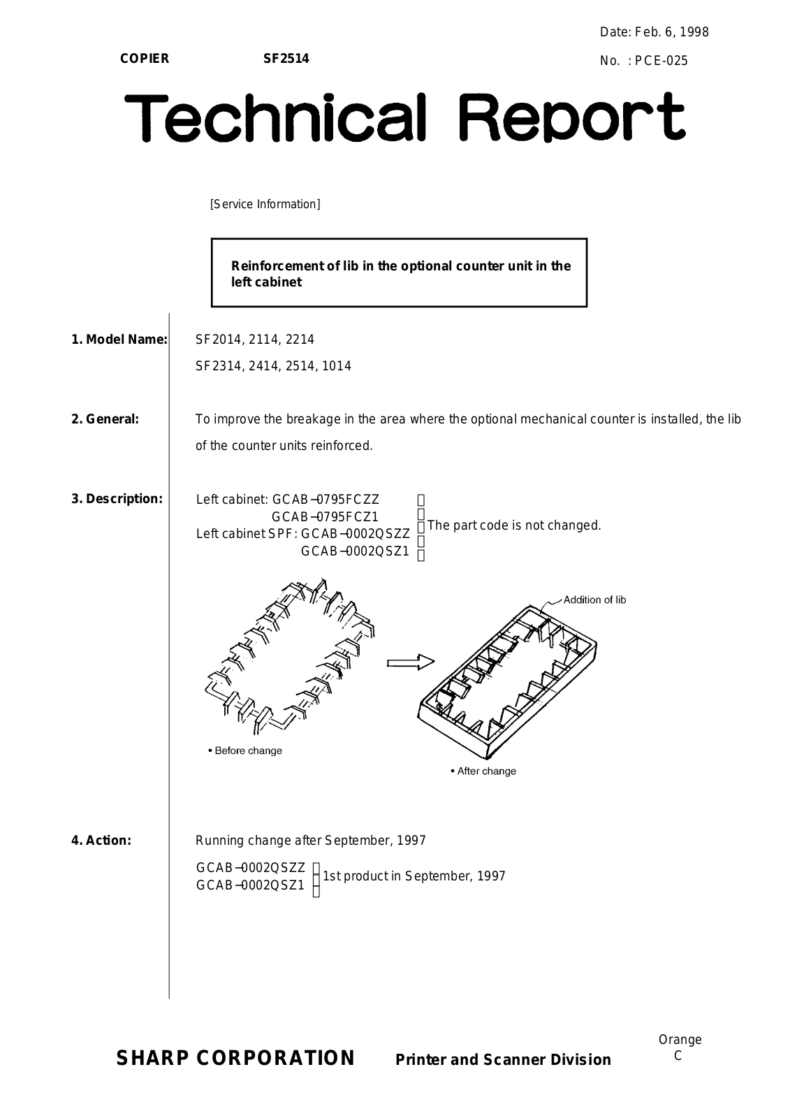 SHARP PCE025 Technical Report