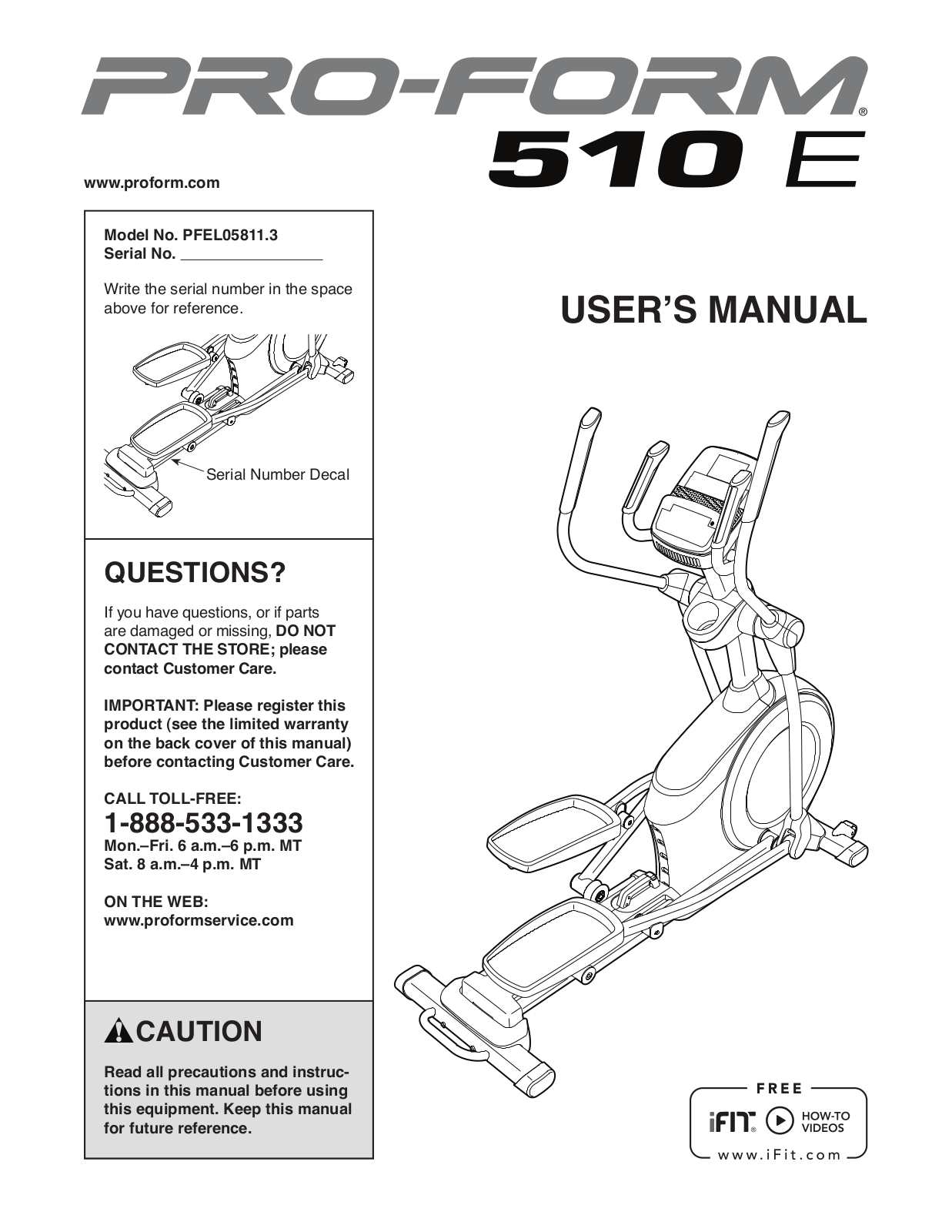 ProForm PFEL058113 User Manual