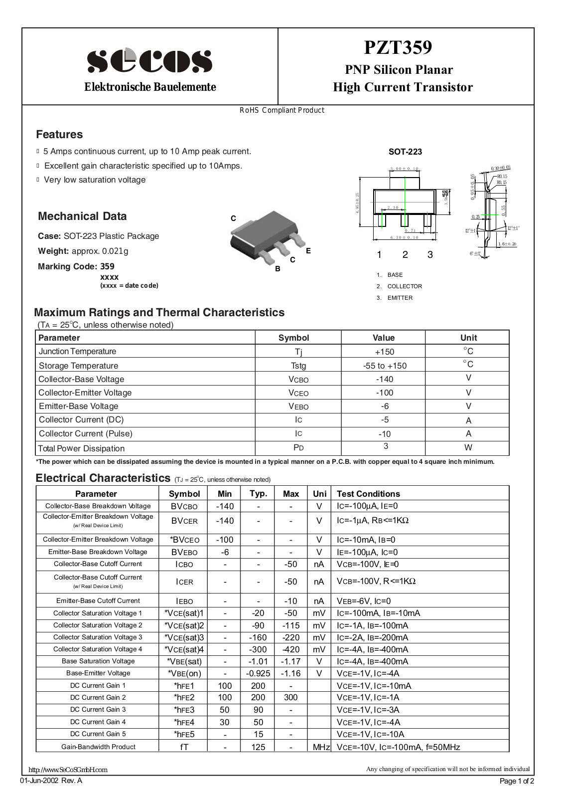 Datasheet pzt359 Datasheet - ManualMachine.com