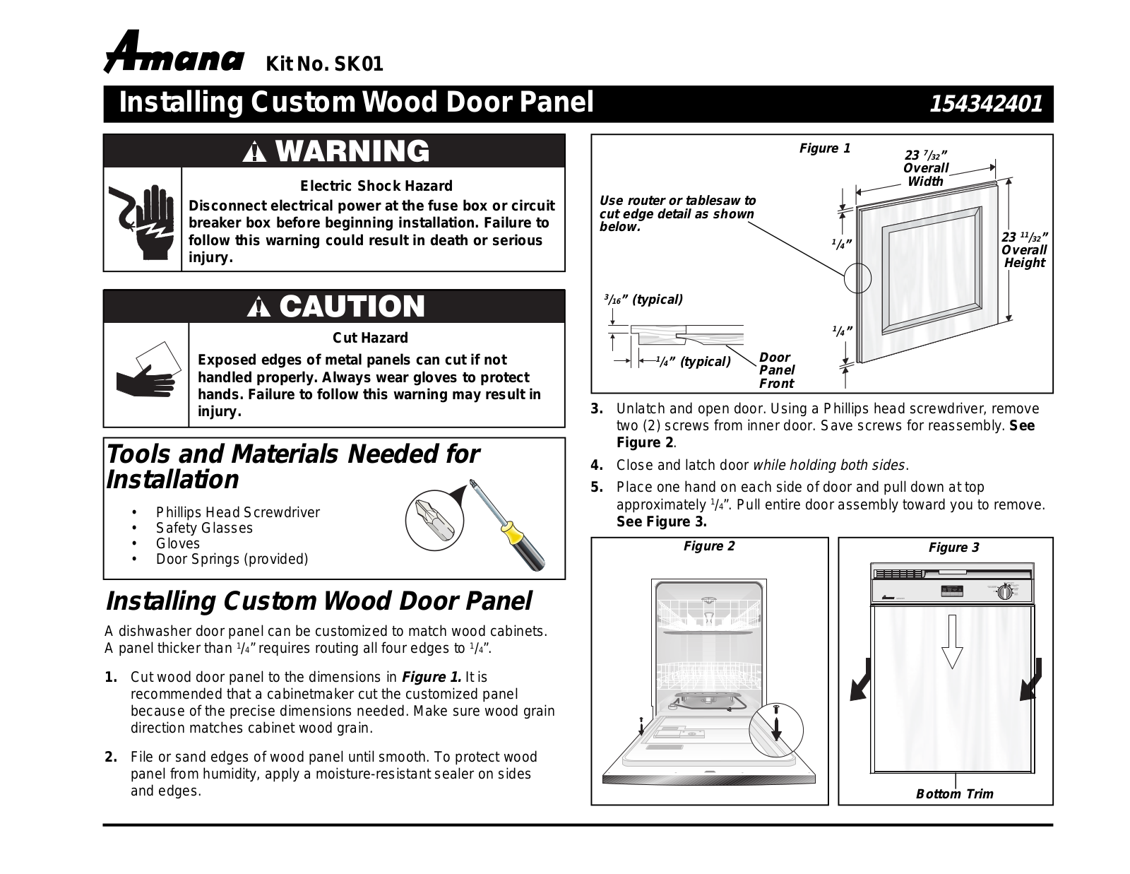 Amana SK01 Installation Instructions