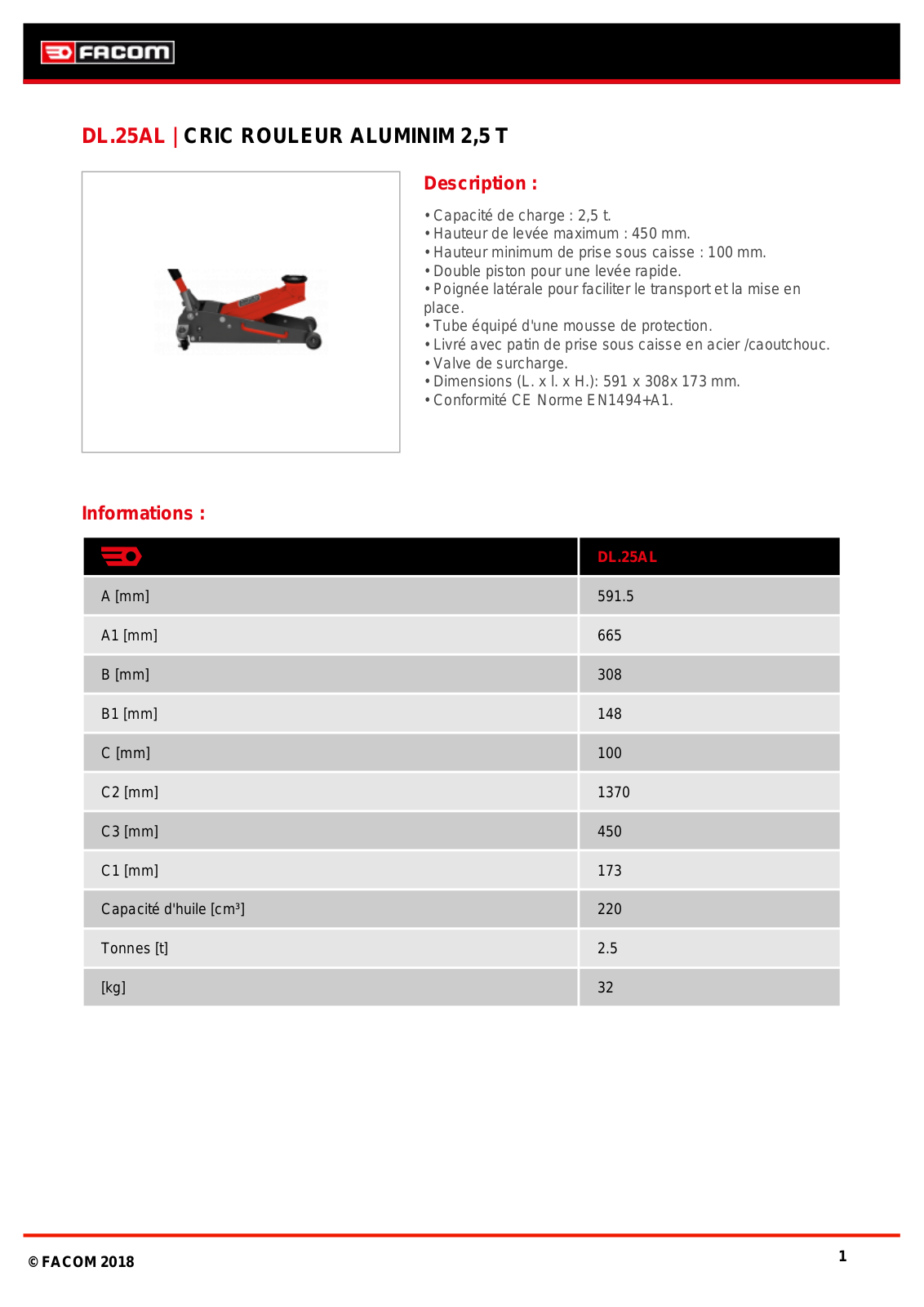 Facom DL.25ALPF Specification - ManualMachine.com