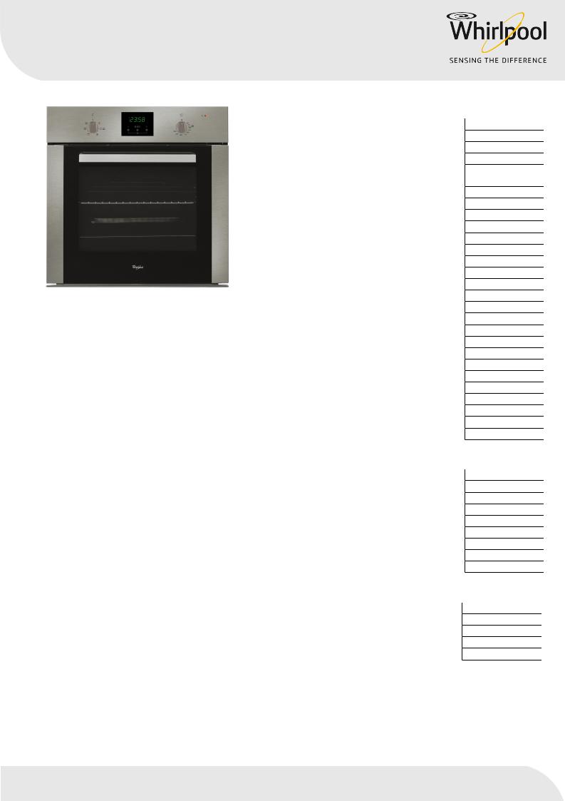 Whirlpool AKP 661/IX/01 PRODUCT DATA SHEET