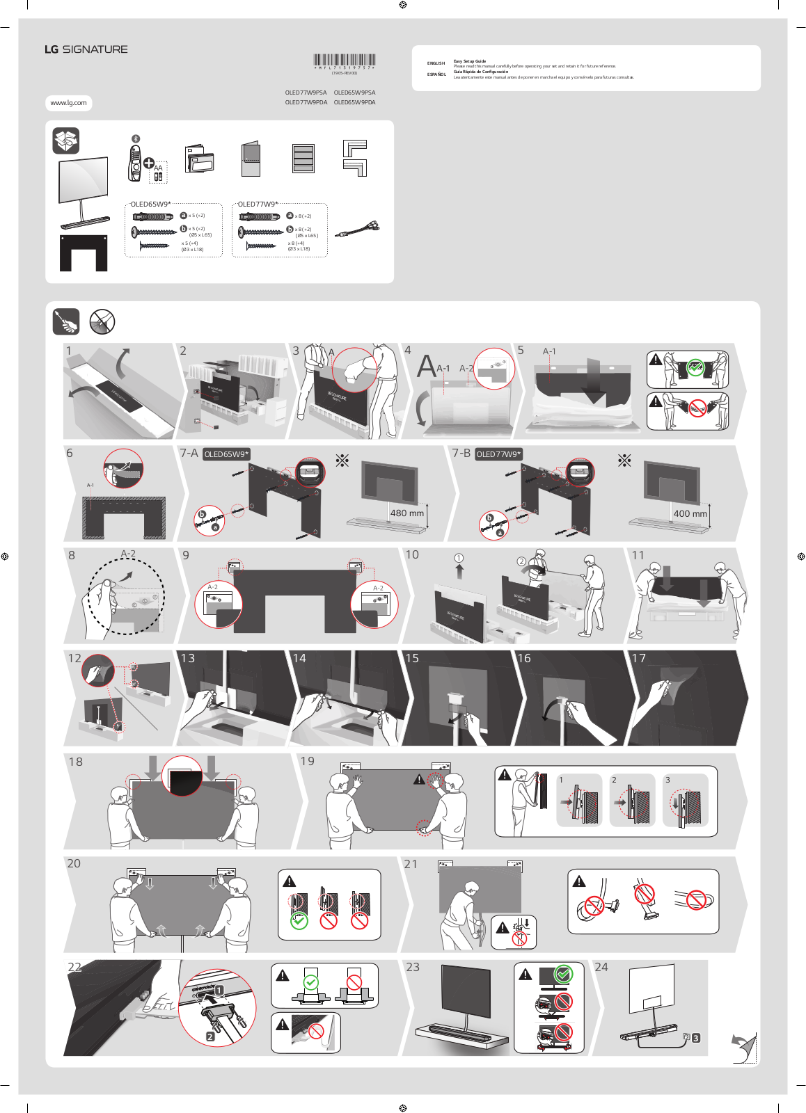 LG OLED65W9PSA Quick Setup Guide