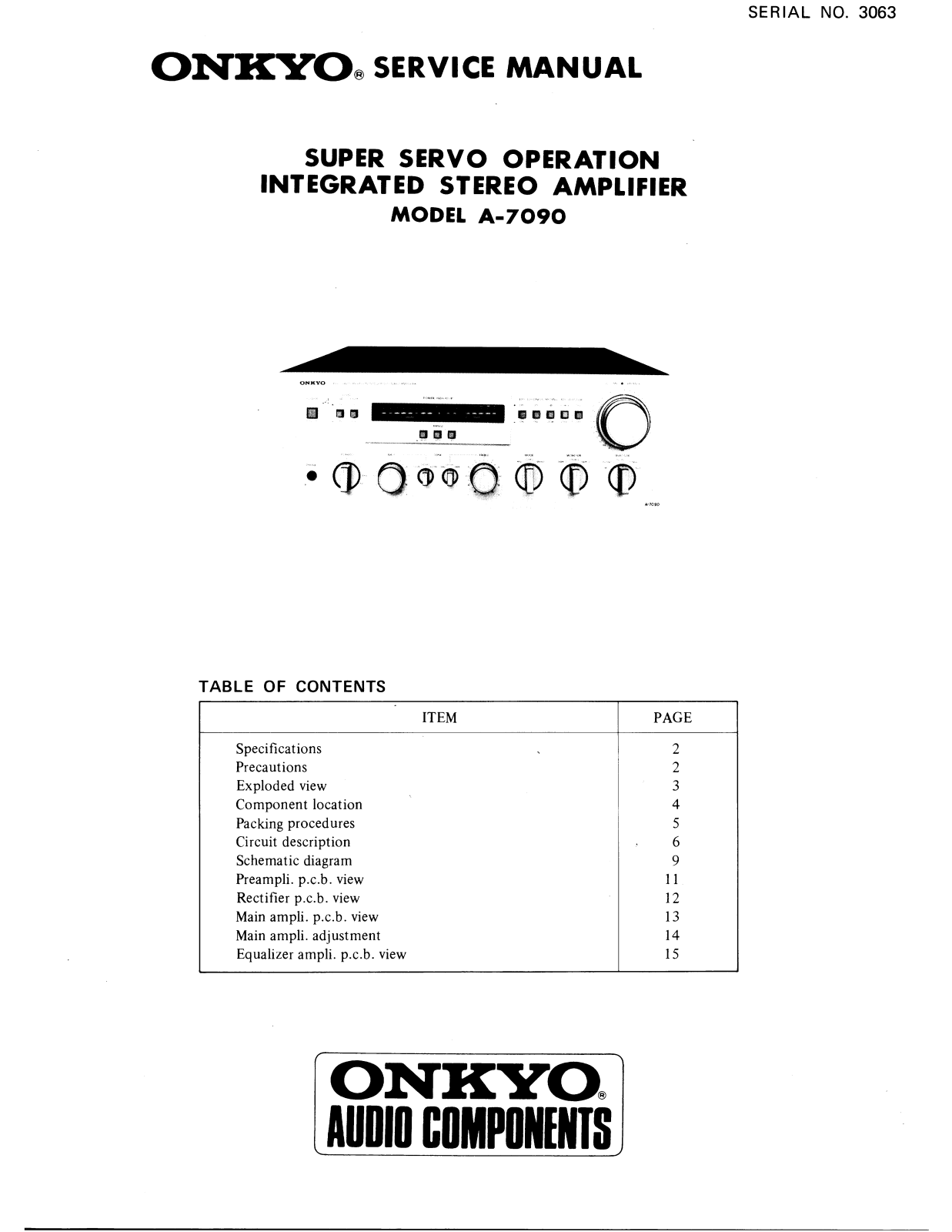 Onkyo A-7090 Service Manual