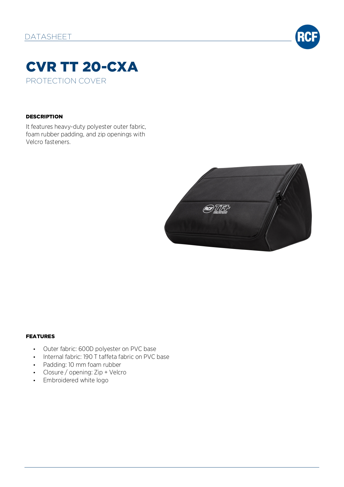 RCF COVER-TT20-CXA Data Sheet