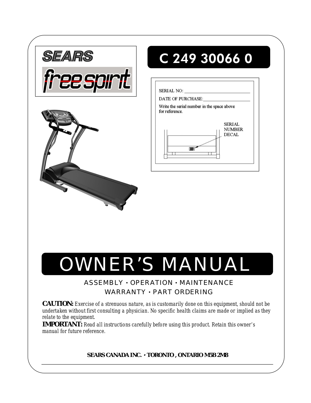 Sears C 249 30066 0 Owner's Manual