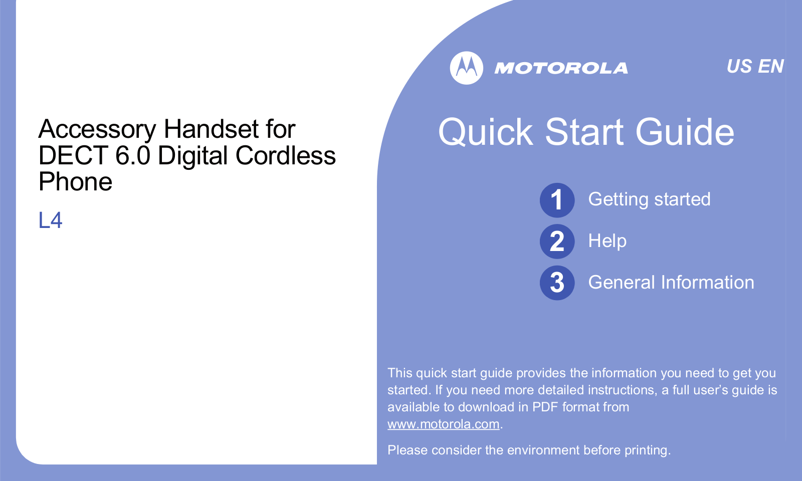 Motorola L4 Quick Start Guide