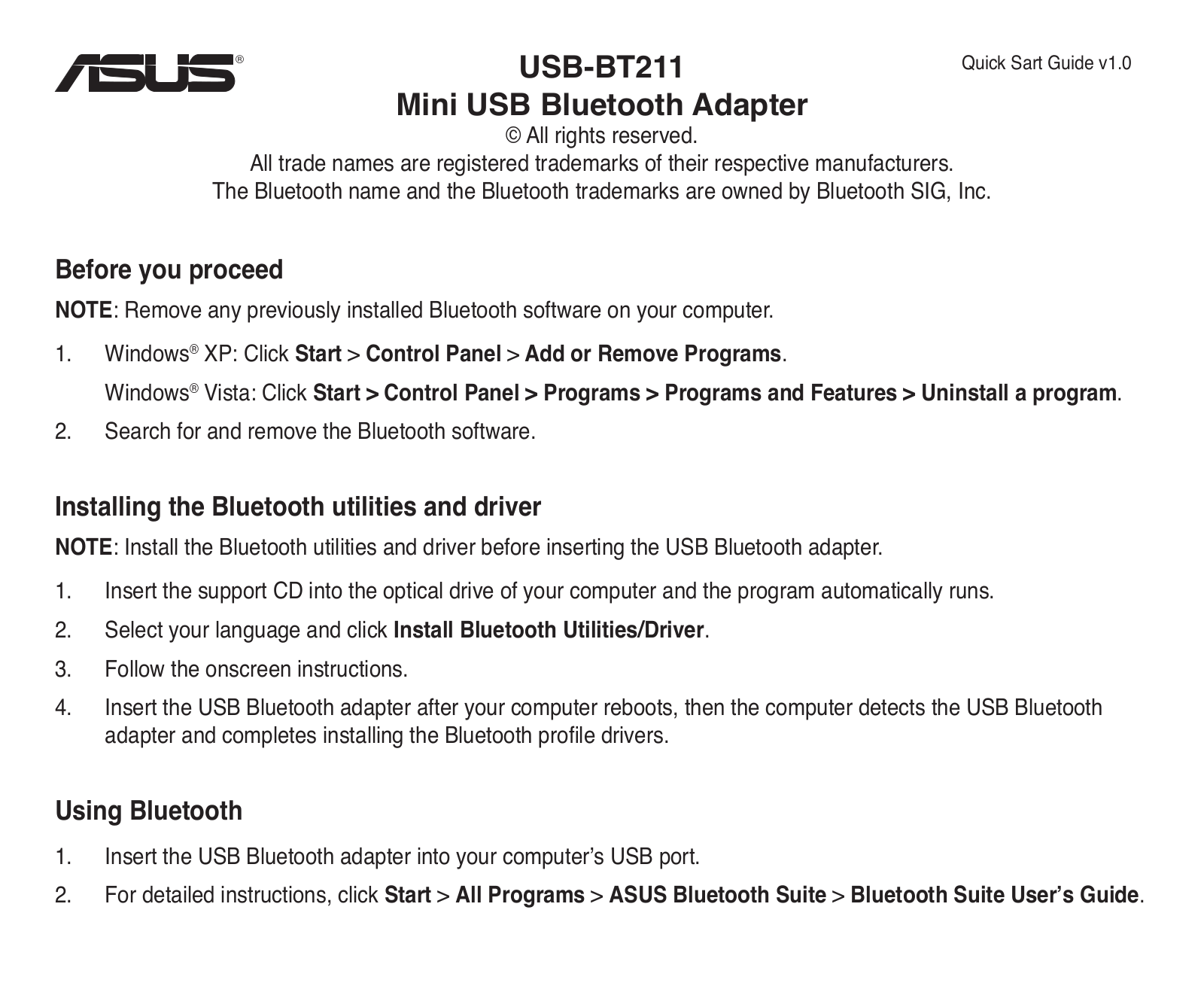 Asus USB-BT211 User Manual