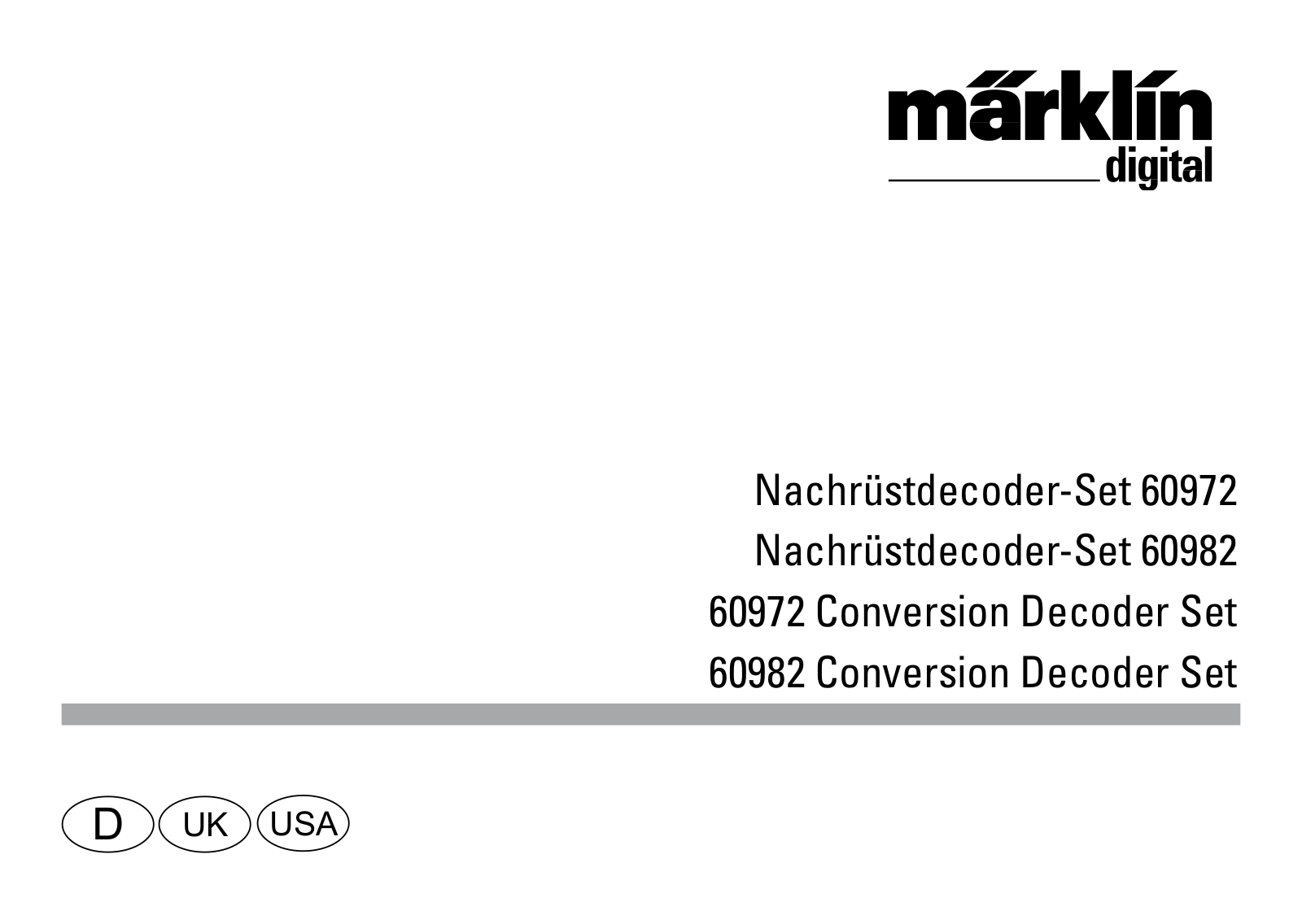 Märklin 60972, 60982 User manual