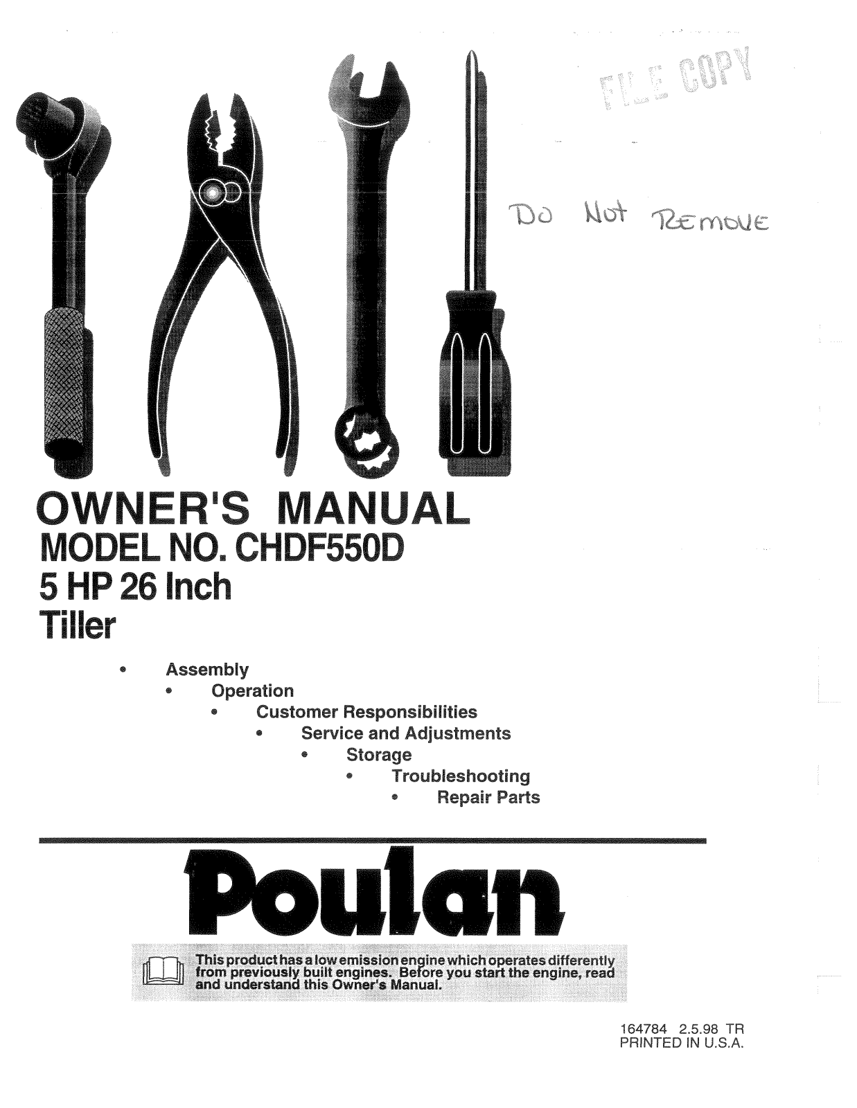 Poulan 164784 User Manual