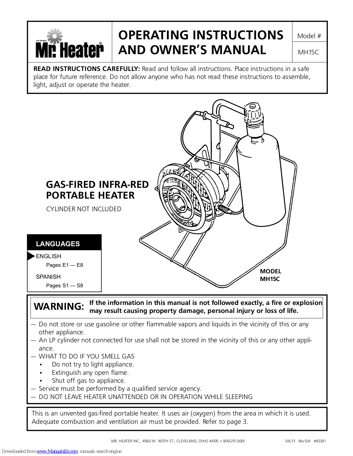 Mr. Heater MH15C Owner's Manual