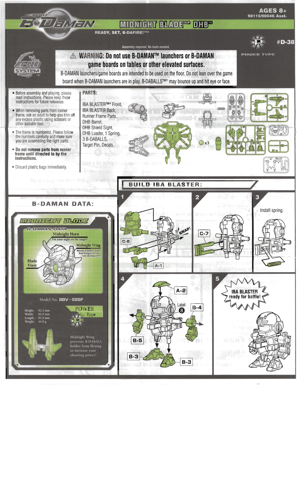 HASBRO B Daman Midnight Blade DHB User Manual