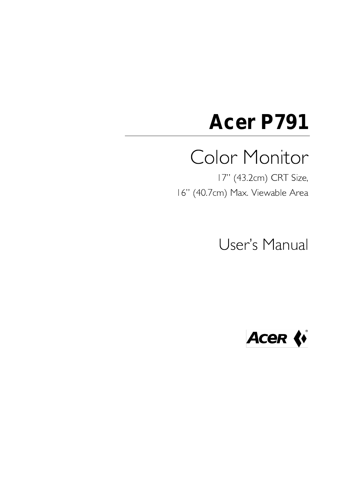 Benq P791, P791 User Manual