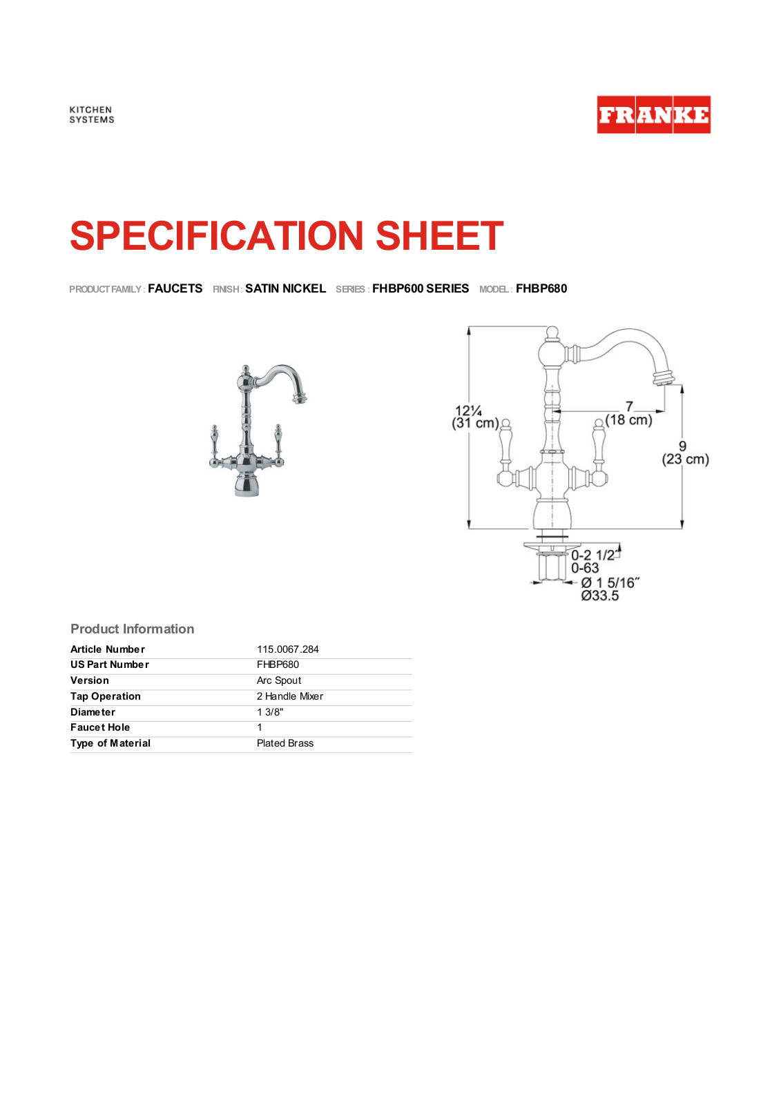 Franke Foodservice FHBP680 User Manual