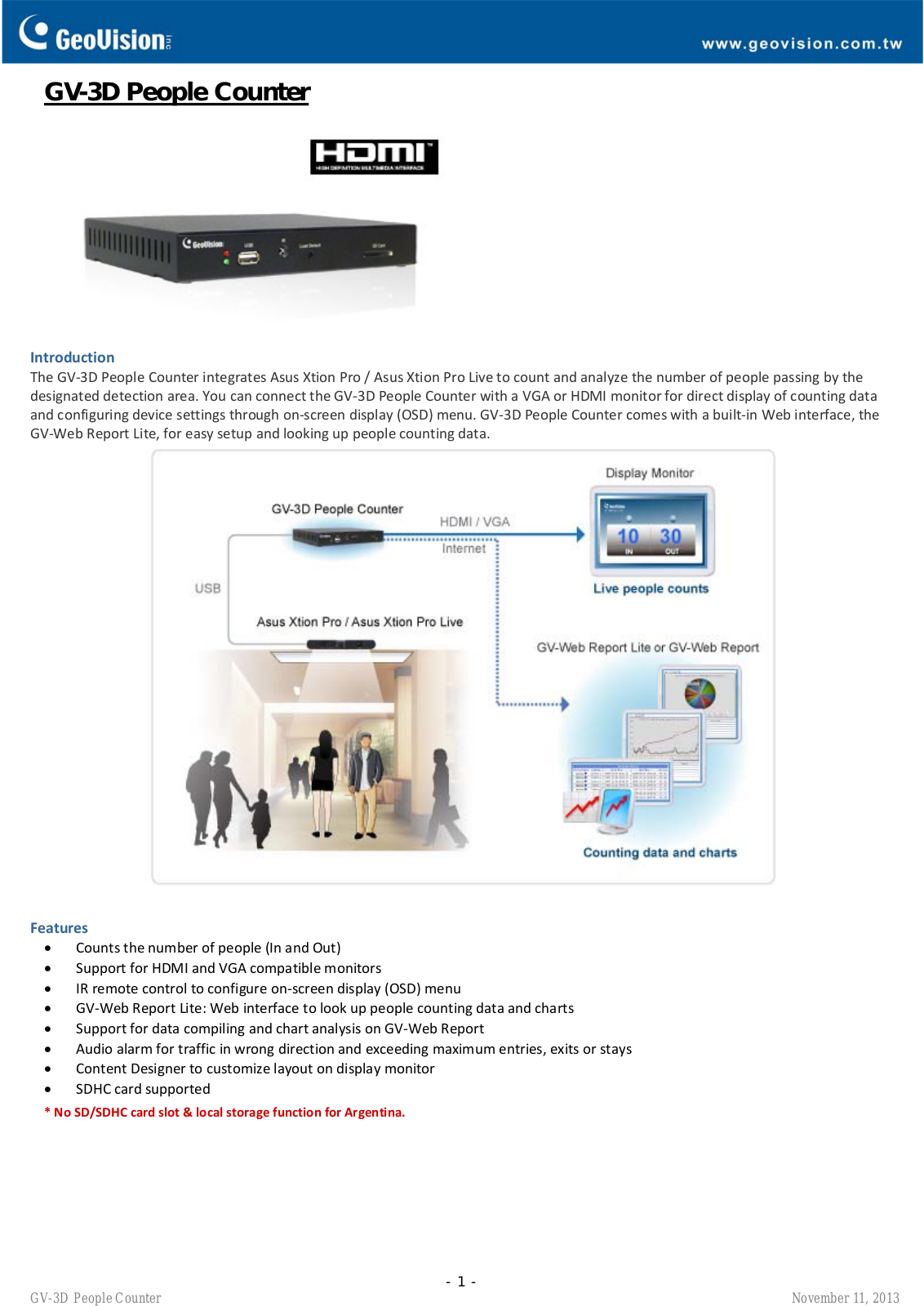 GeoVision 3D People Counter User Manual