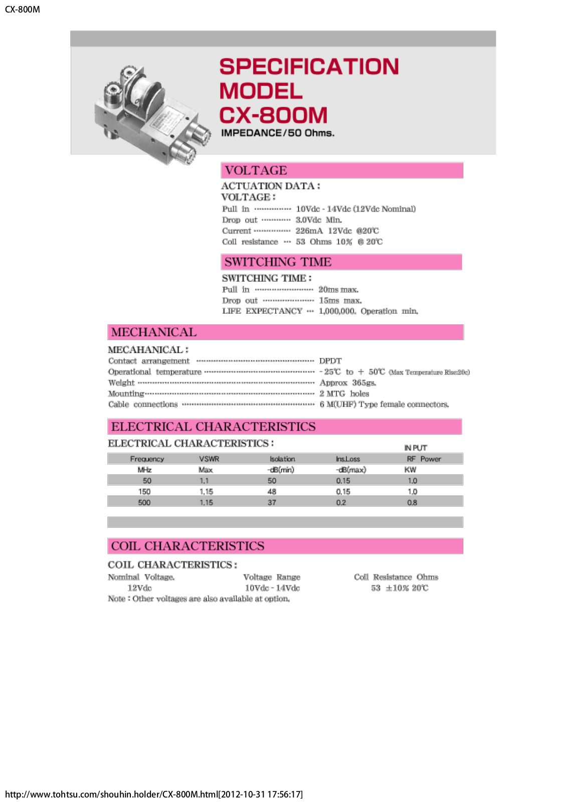 Datasheets CX-800M Datasheet - ManualMachine.com