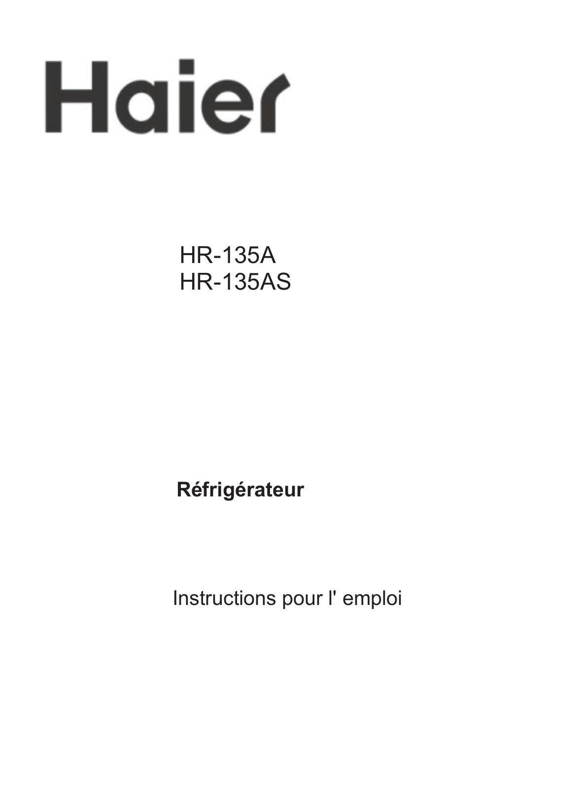 Haier HR-135AS User Manual