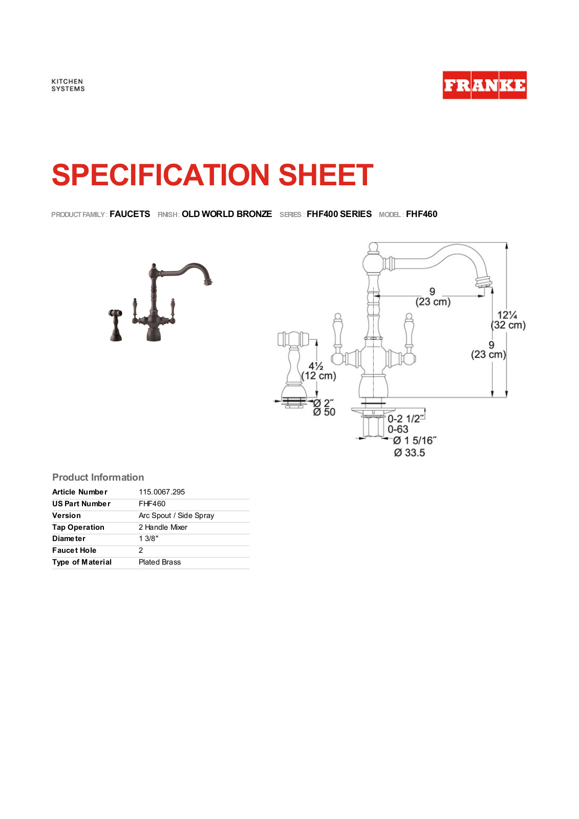 Franke Foodservice FHF460 User Manual