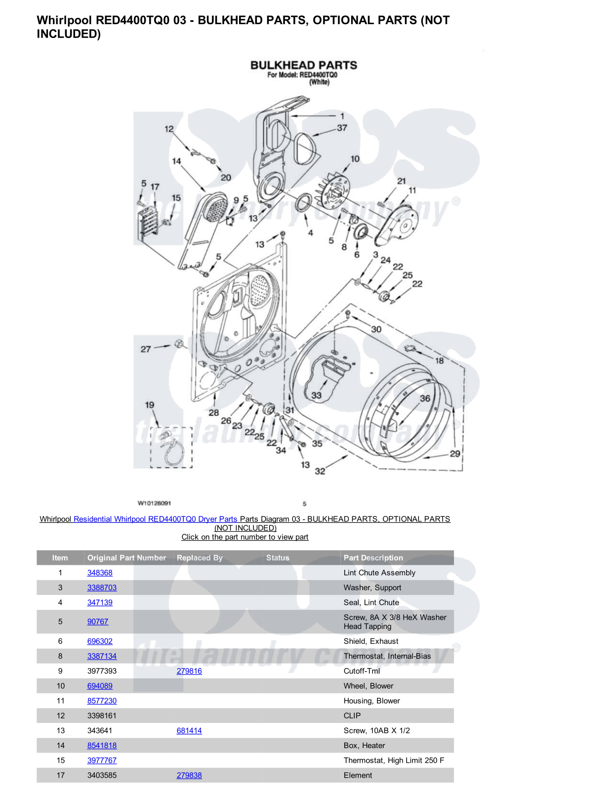 Whirlpool RED4400TQ0 Parts Diagram