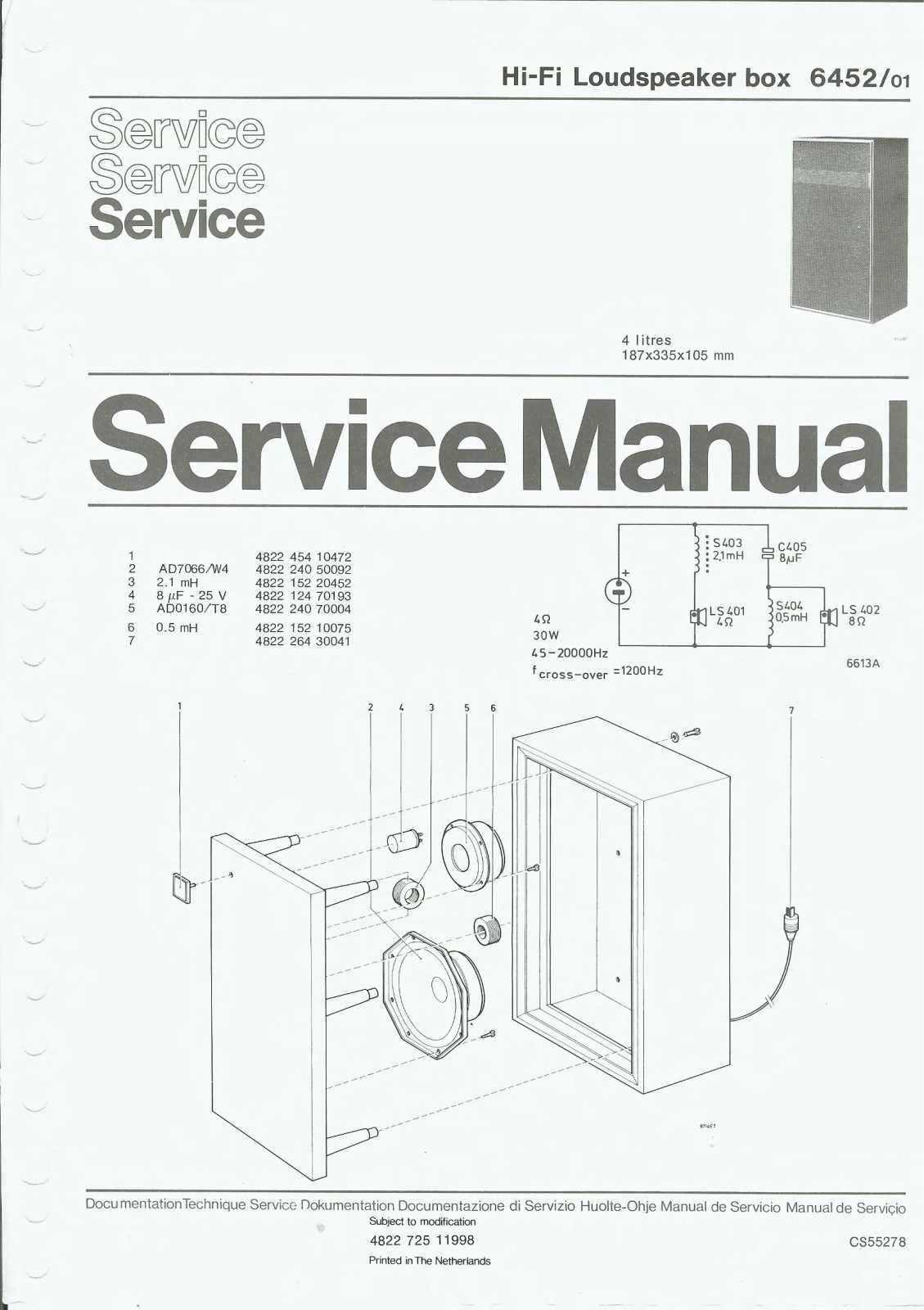 Philips 22-RH-452 Service Manual