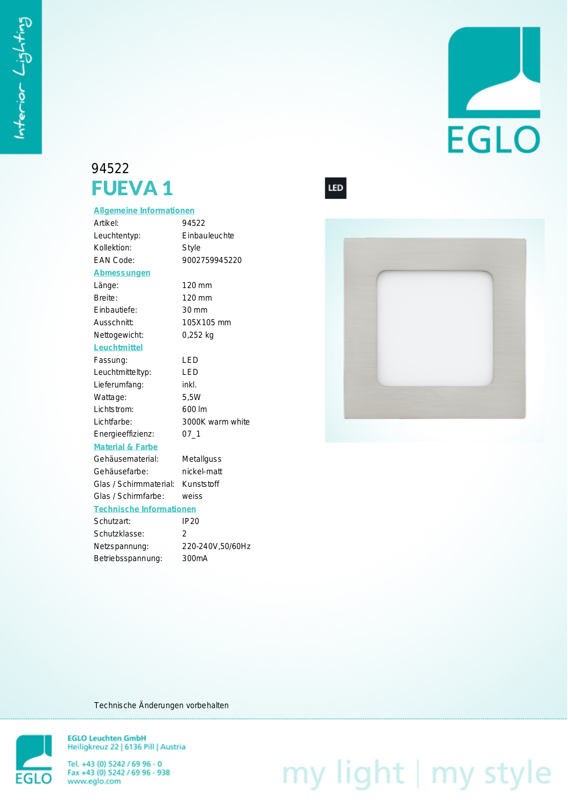 Eglo 94522 Service Manual