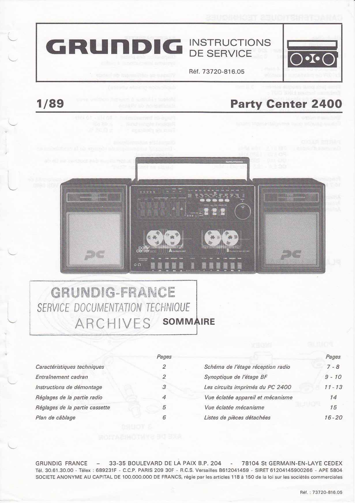 Grundig MV-4-Party-Center-2400 Service Manual