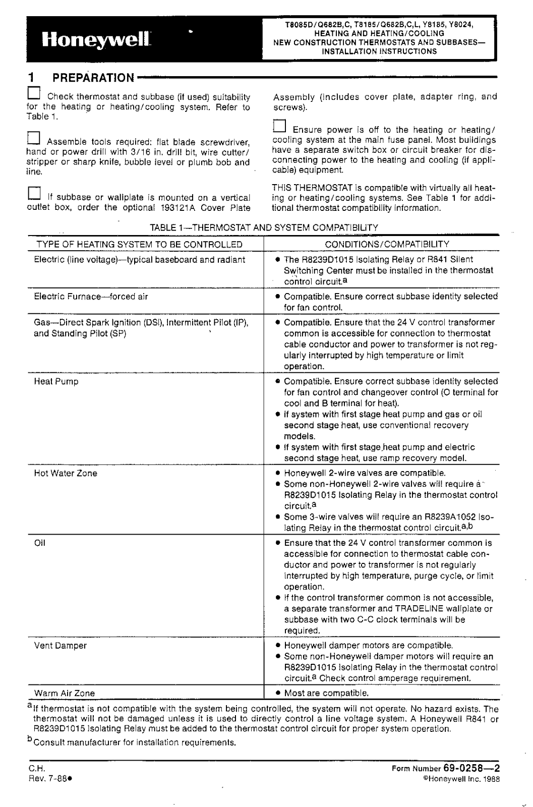 Honeywell Q682C User Manual