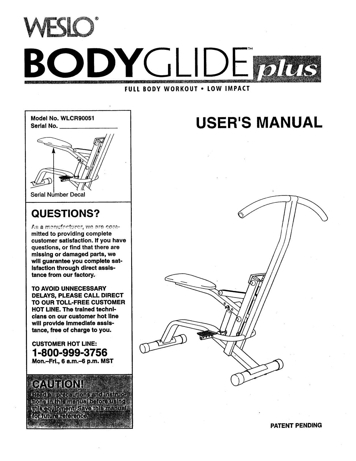 Weslo WLCR90051 Owner's Manual