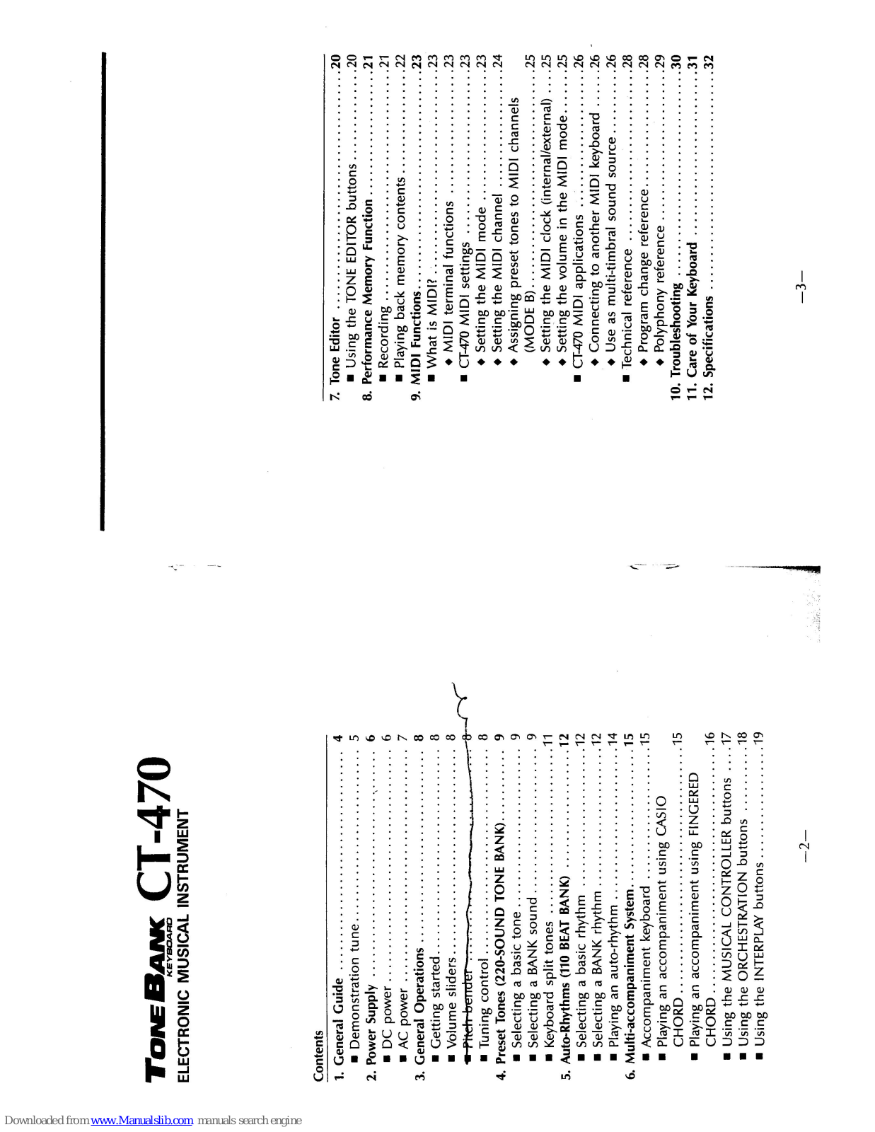 Casio ToneBank CT-470 User Manual