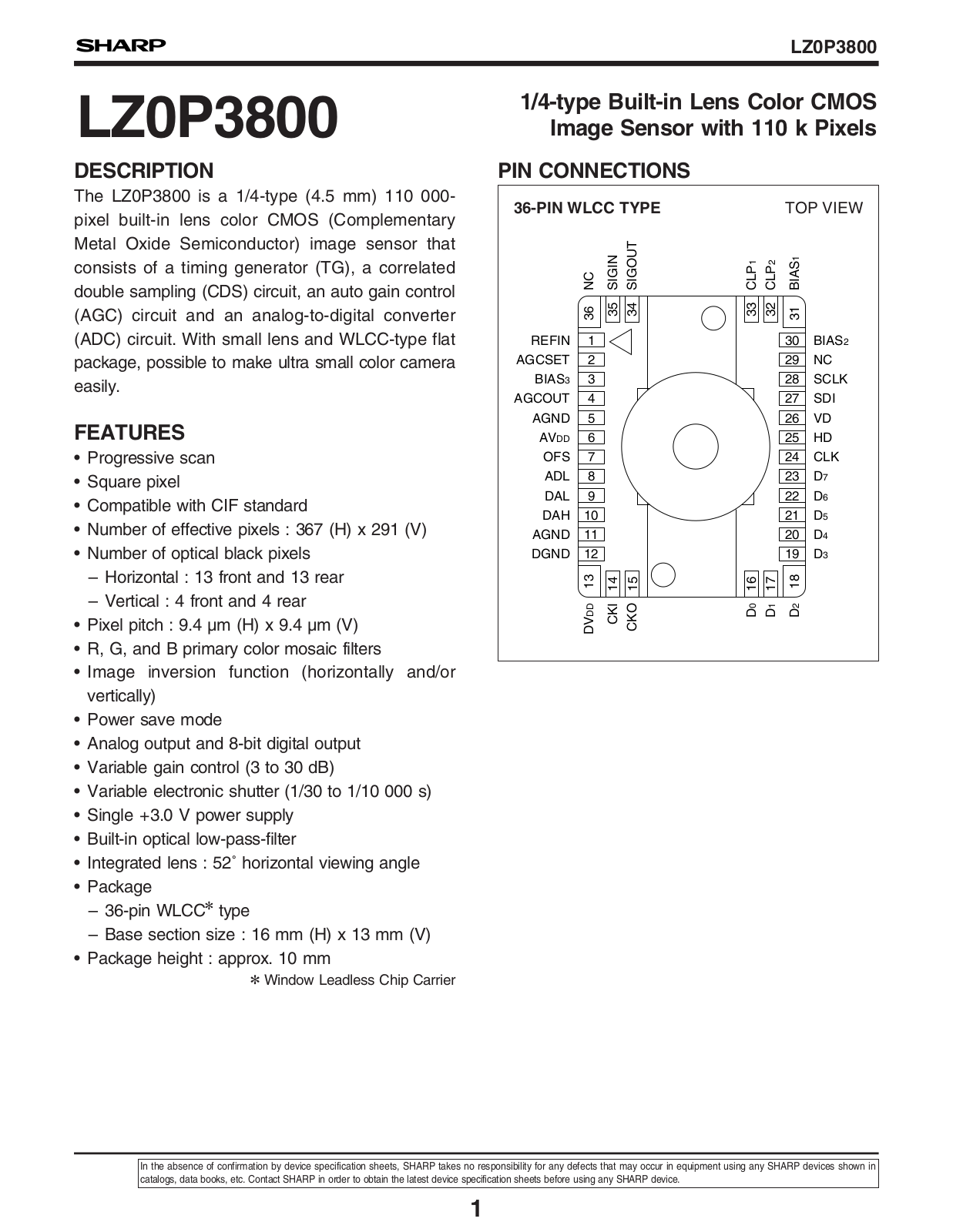 Sharp LZ0P3800 Datasheet