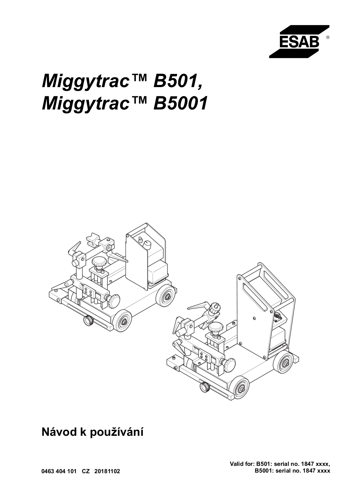 ESAB Miggytrac B501, Miggytrac B5001 Instruction manual