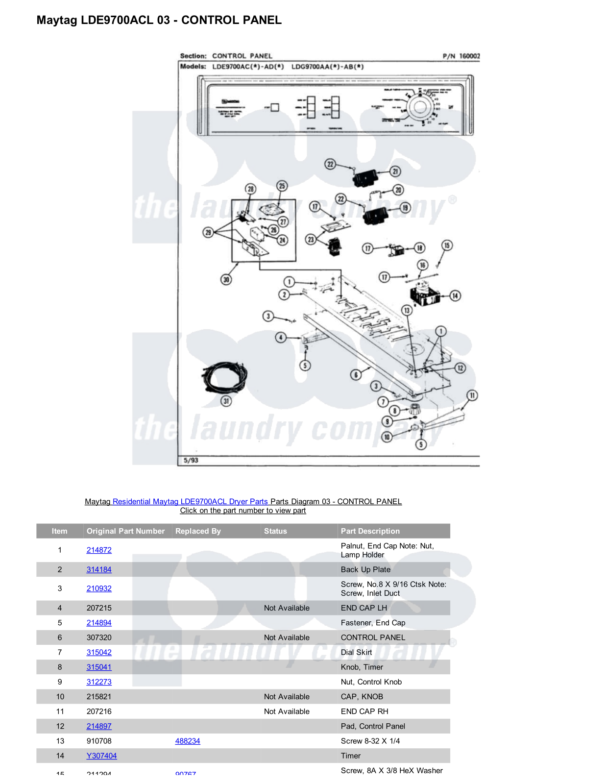 Maytag LDE9700ACL Parts Diagram