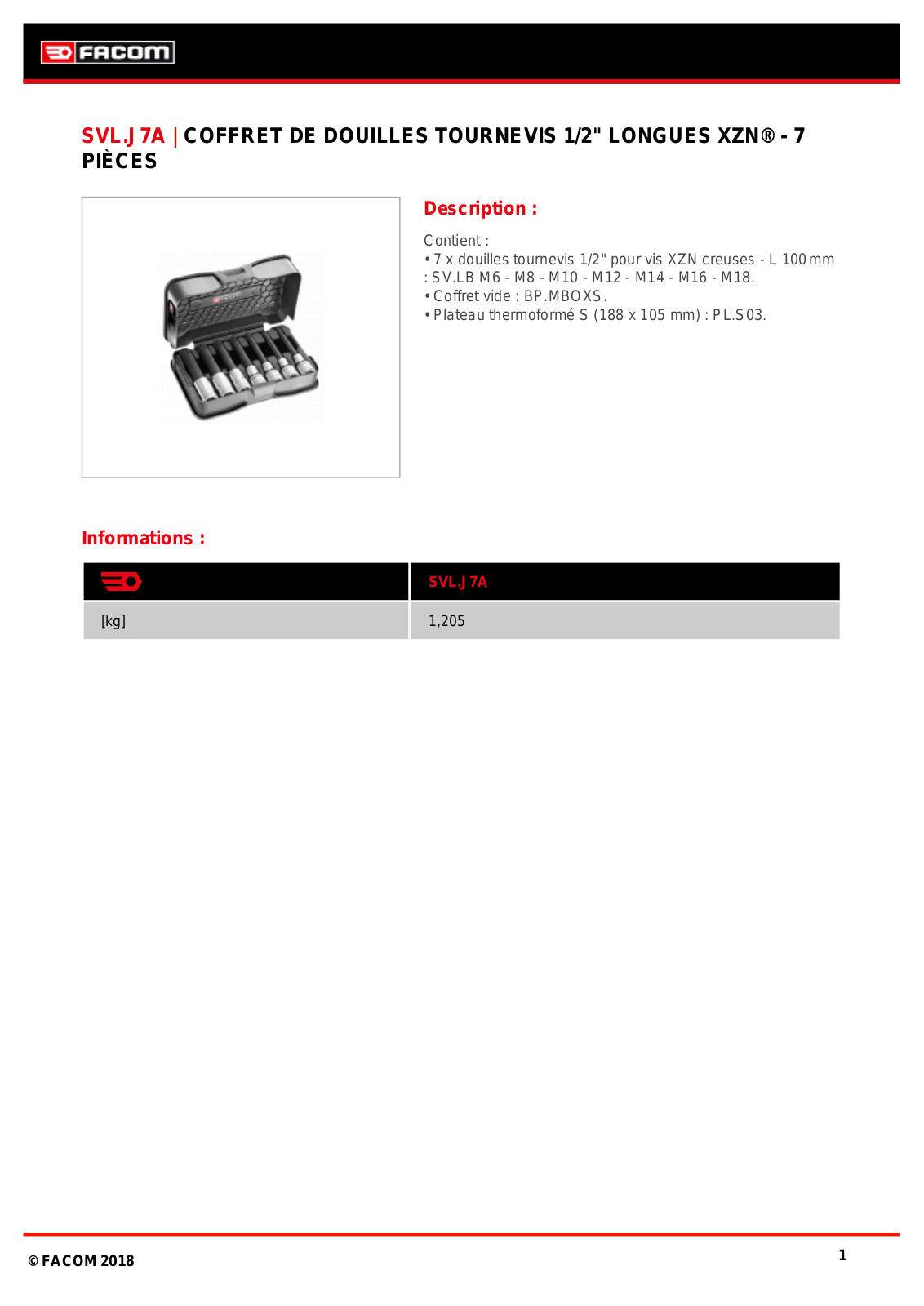 Facom SVL.J7APB Specification - ManualMachine.com