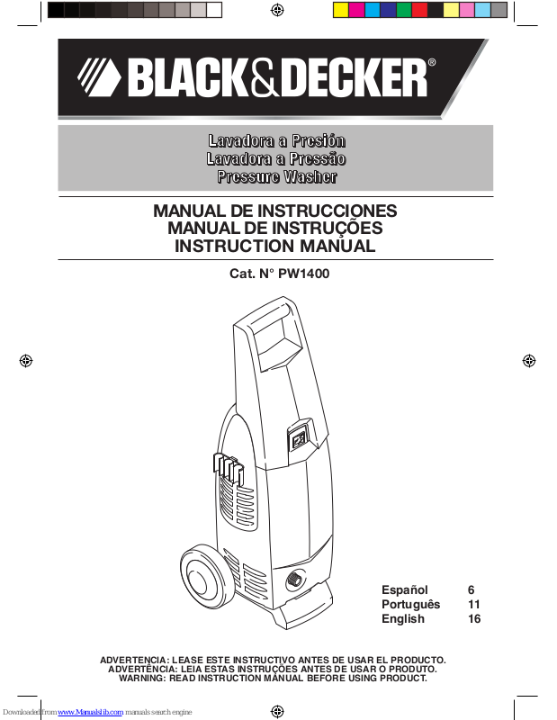 User manual Black & Decker PW1400 (English - 36 pages)