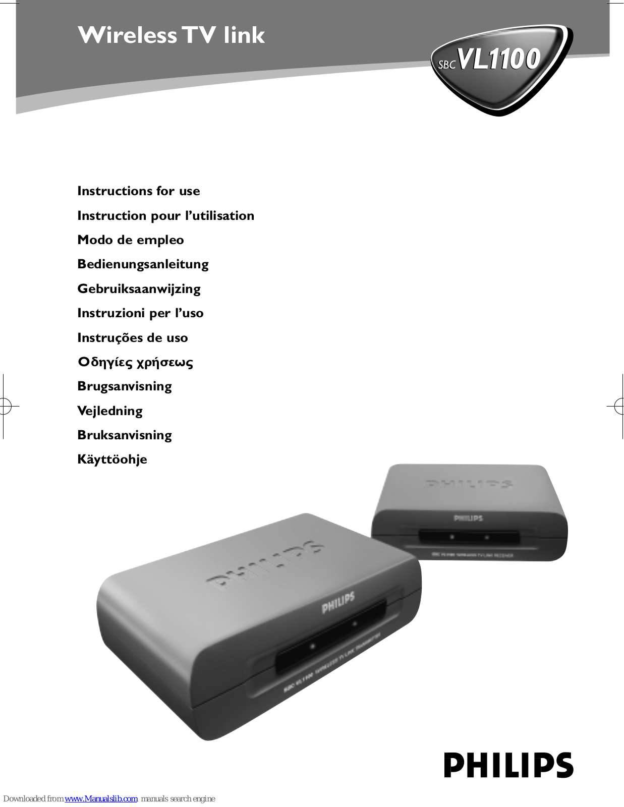 Philips VL1100, SBCVL1100/05, SBCVL1100/00, SBCVL1100/16, SBCVL1100 Instructions For Use Manual