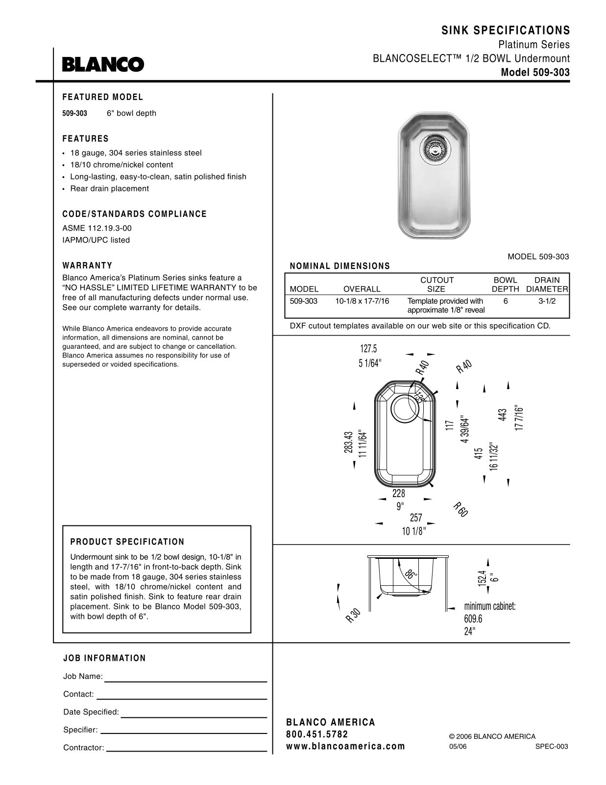 Blanco 509-303 User Manual