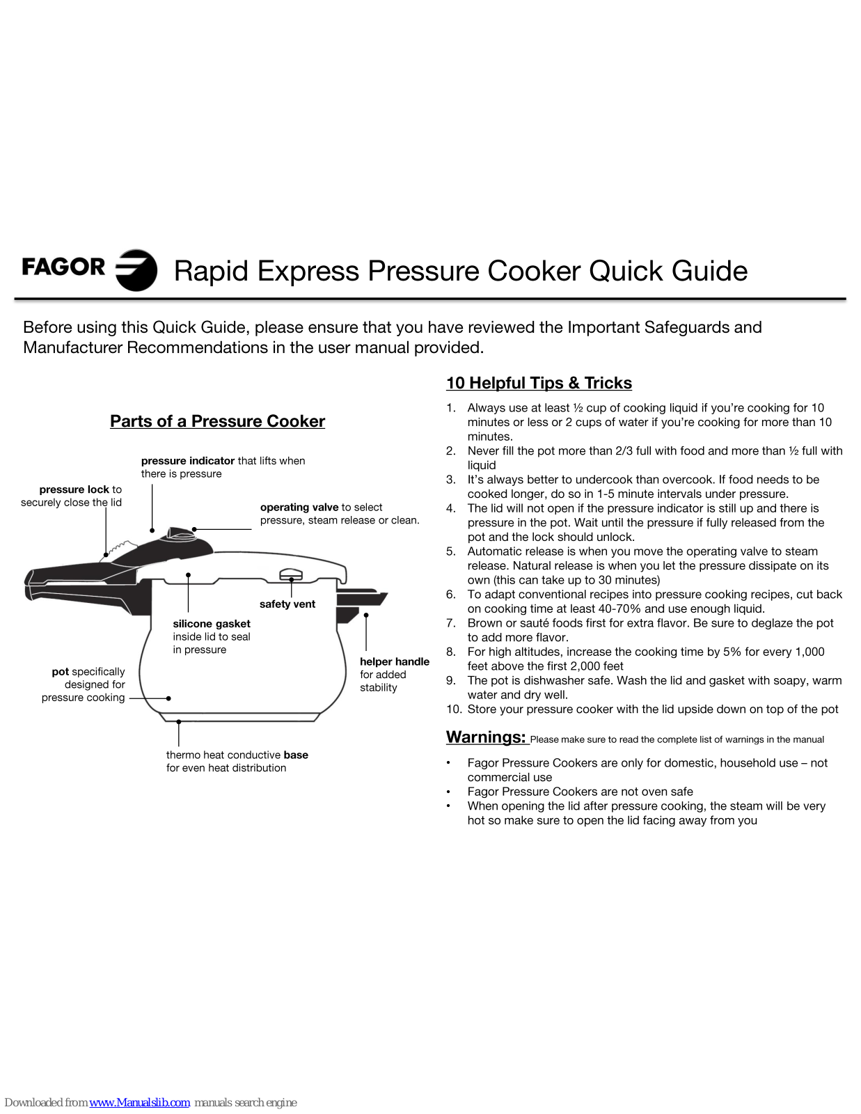 Fagor Rapid Express Quick Manual