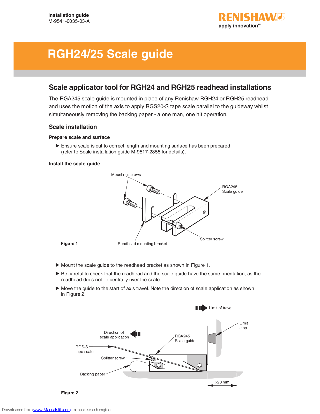 Renishaw RGH24, RGH25 Scale Manual