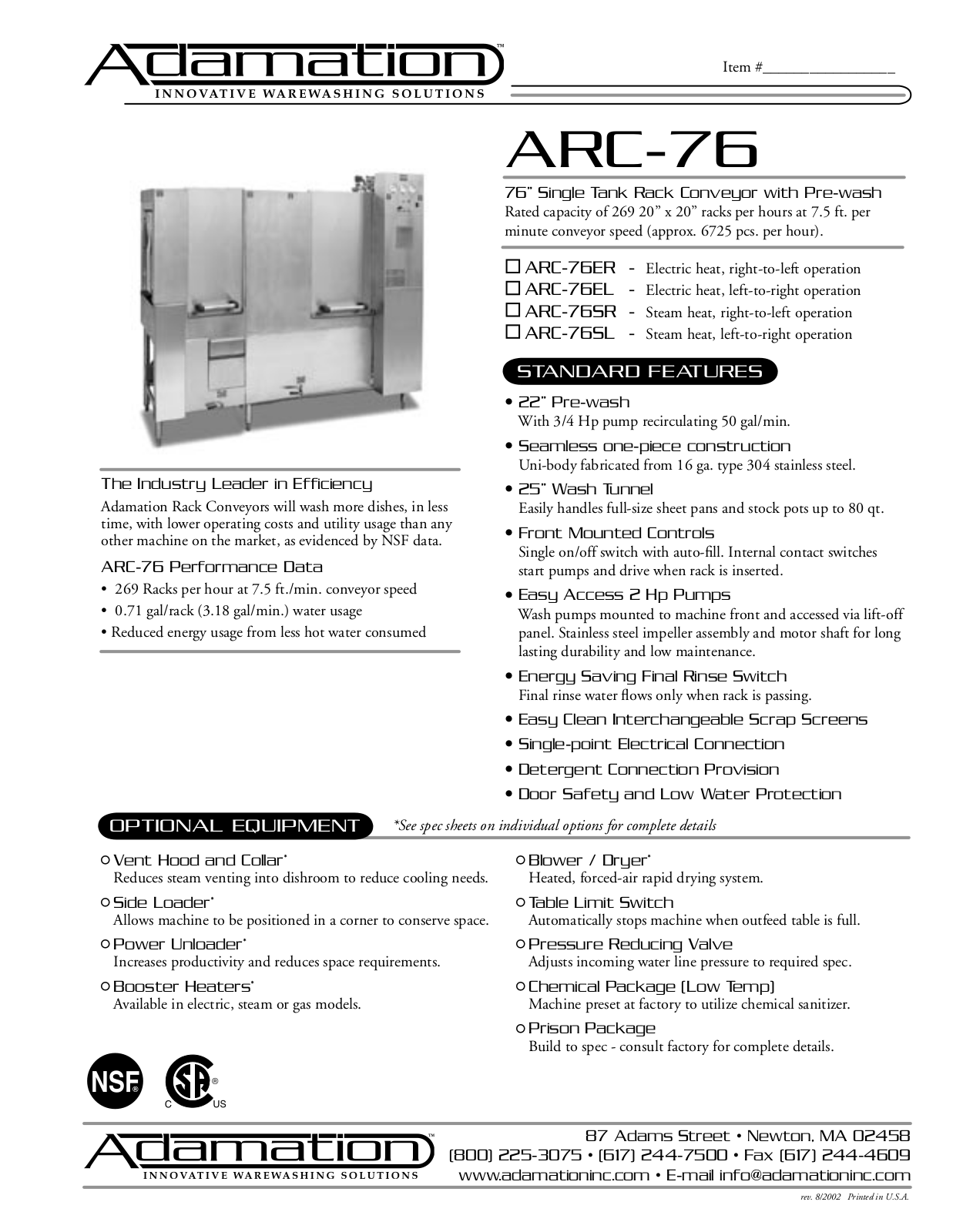 Adamation ARC-76EL, ARC-76 User Manual