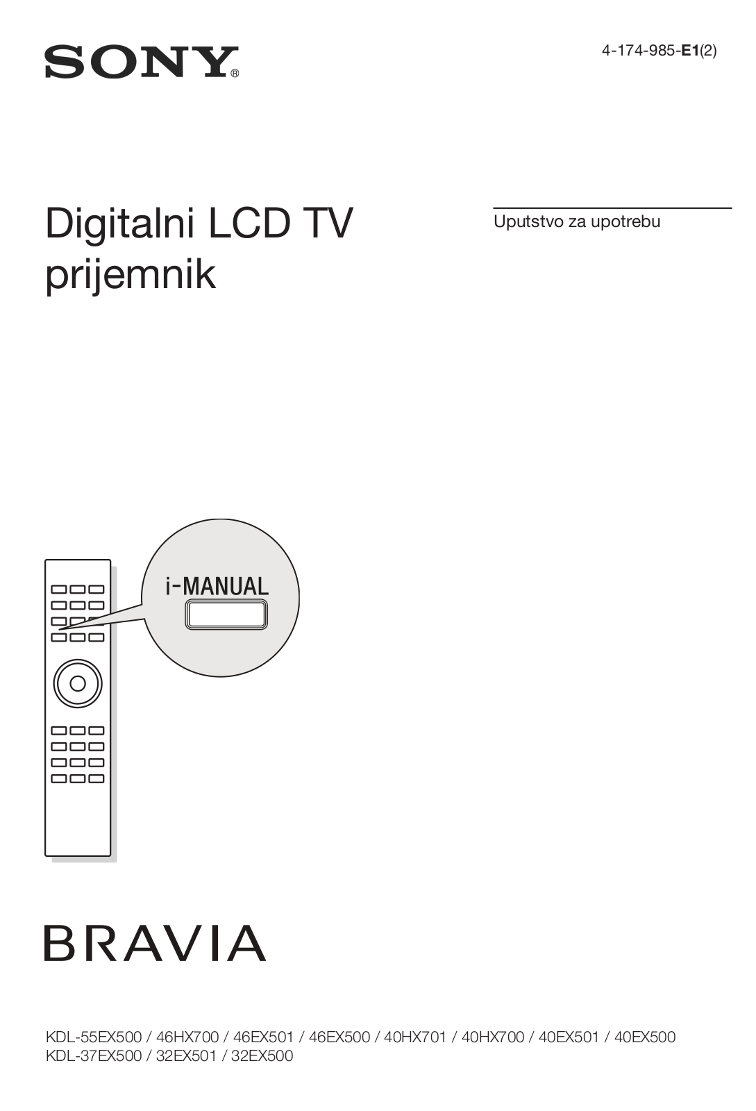 Sony KDL-55EX500, KDL-40HX700 User Manual