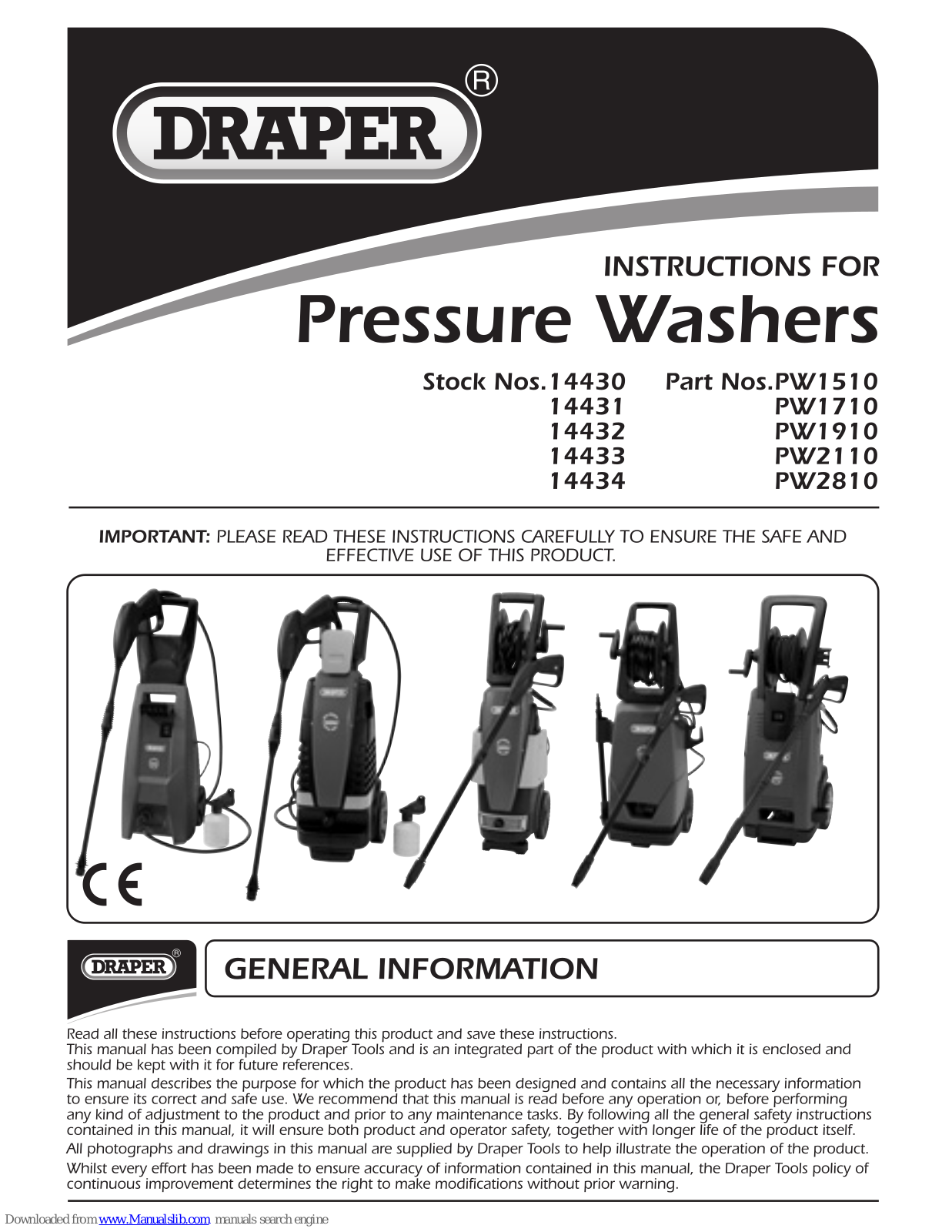 Draper 14430, 14431, 14433, 14434, 14432 Instruction Manual - ManualMachine.com