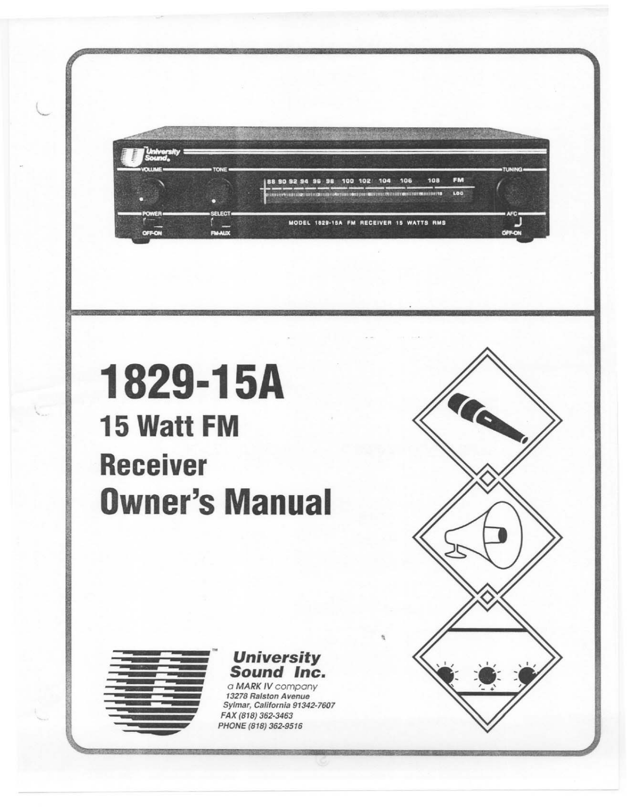 Telex 1829-15A User Manual