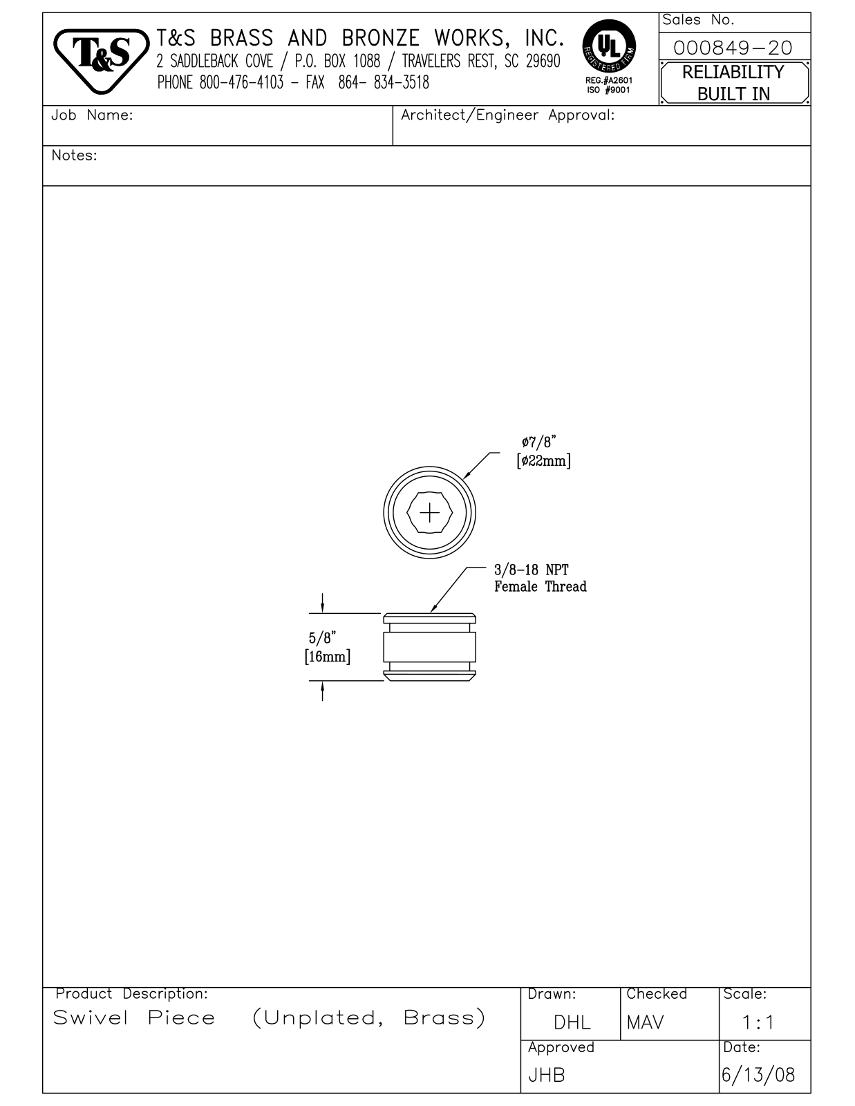 T&S Brass 000849-20 User Manual