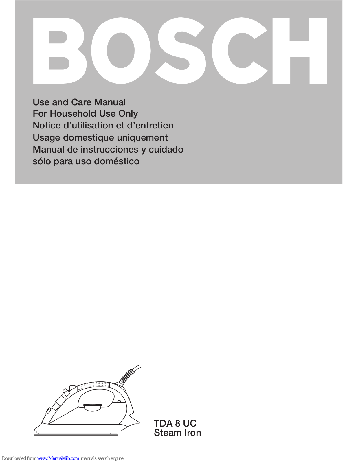 Bosch TDA 8 UC Use And Care Manual