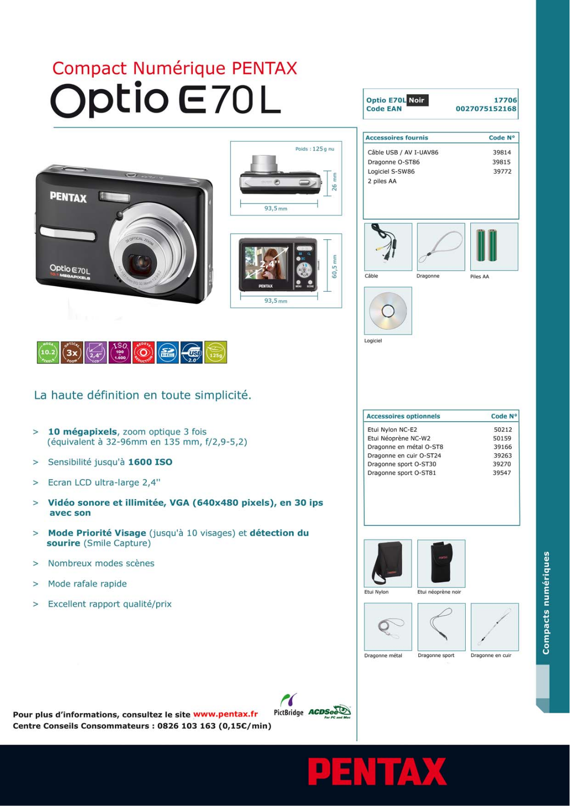 PENTAX OPTIO E70L User Manual