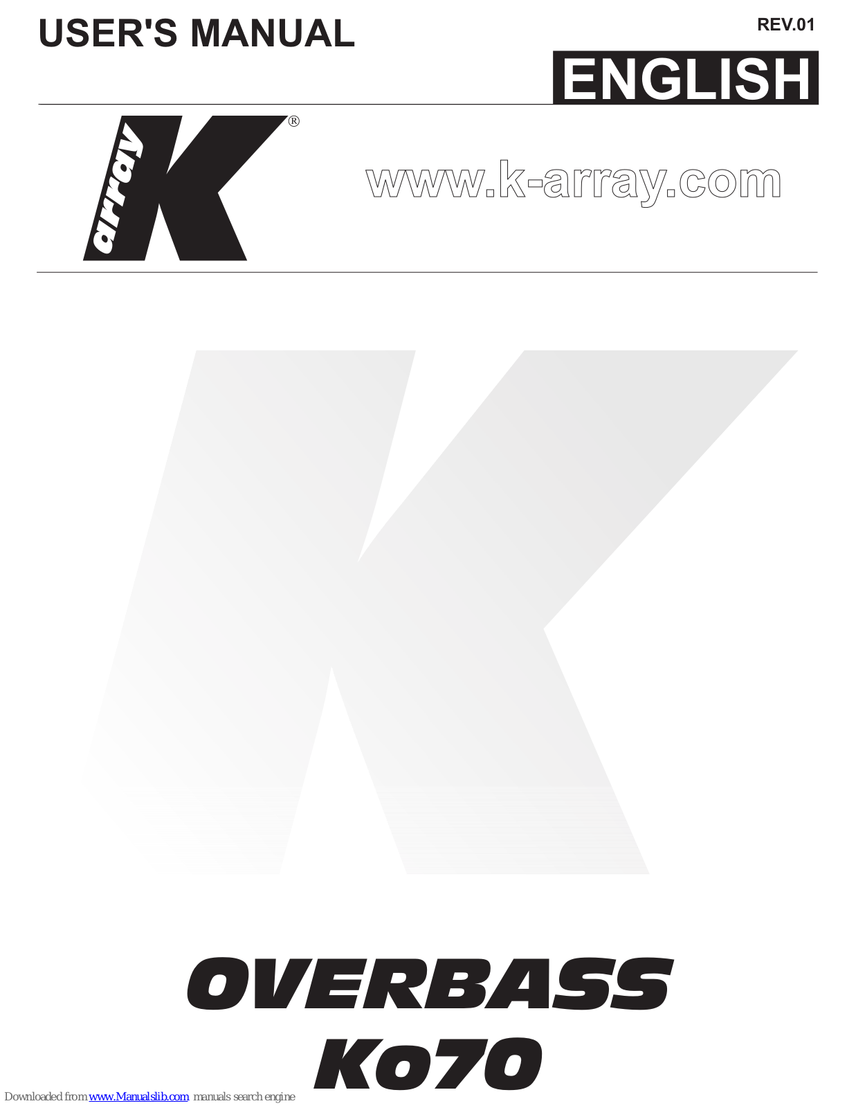 K-array OVERBASS Ko70 User Manual