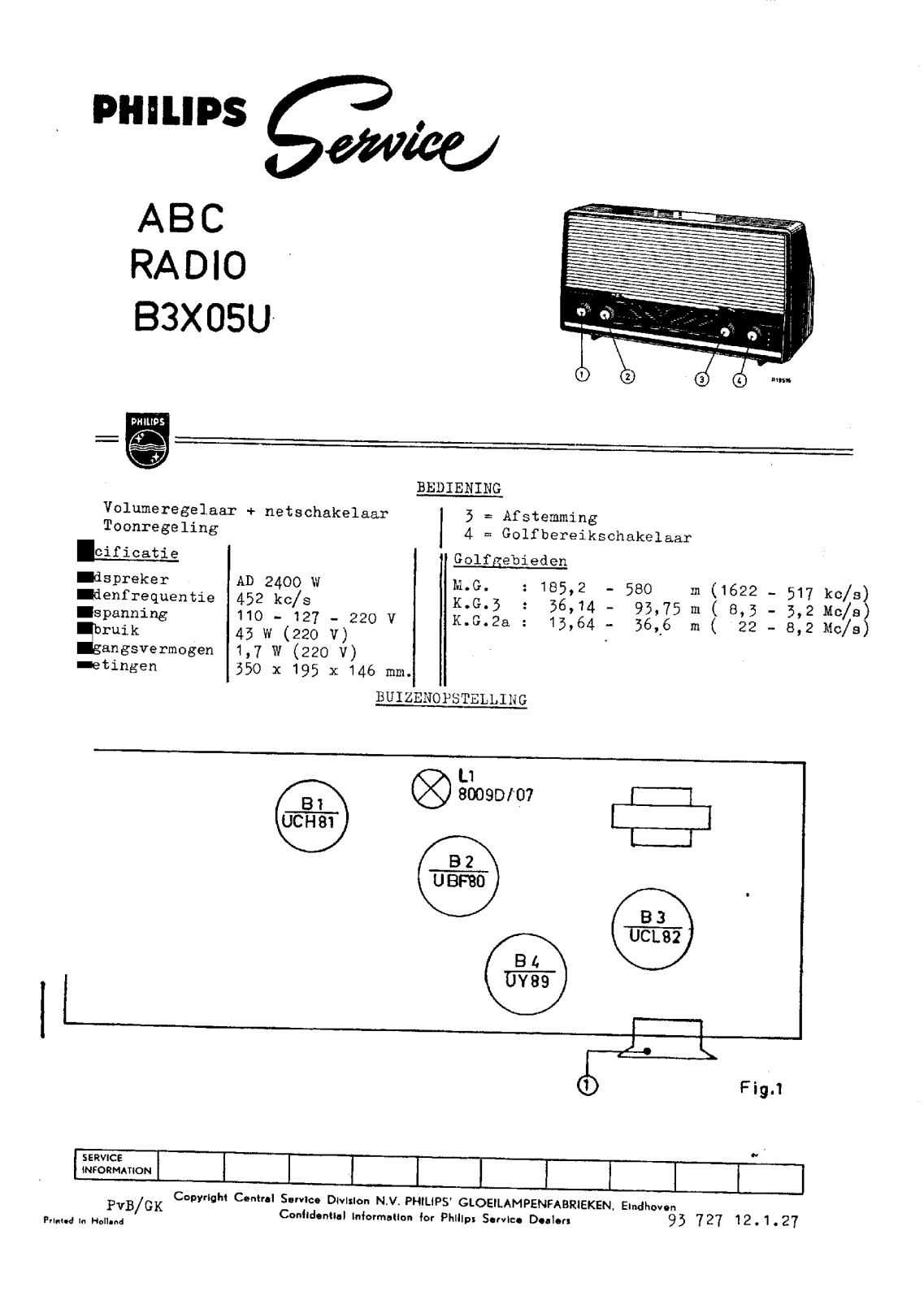 Philips B-3-X-05-U Service Manual