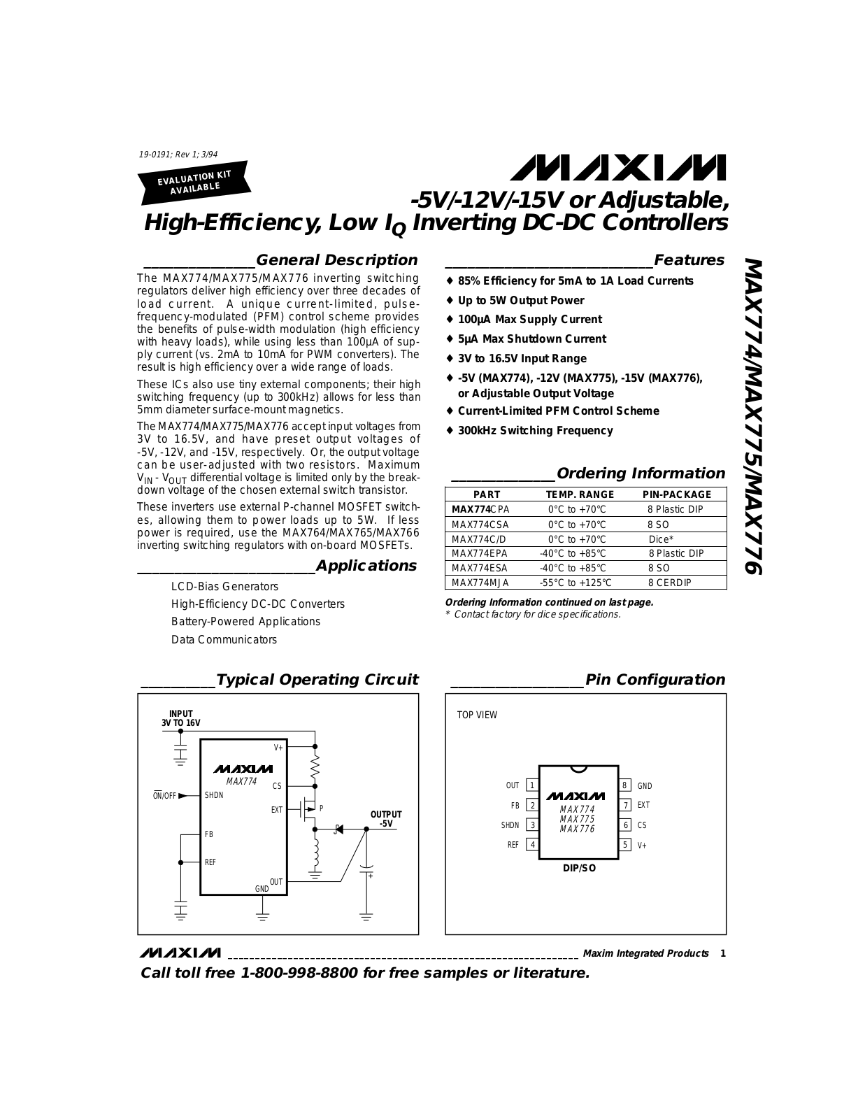 Rainbow Electronics MAX776 User Manual