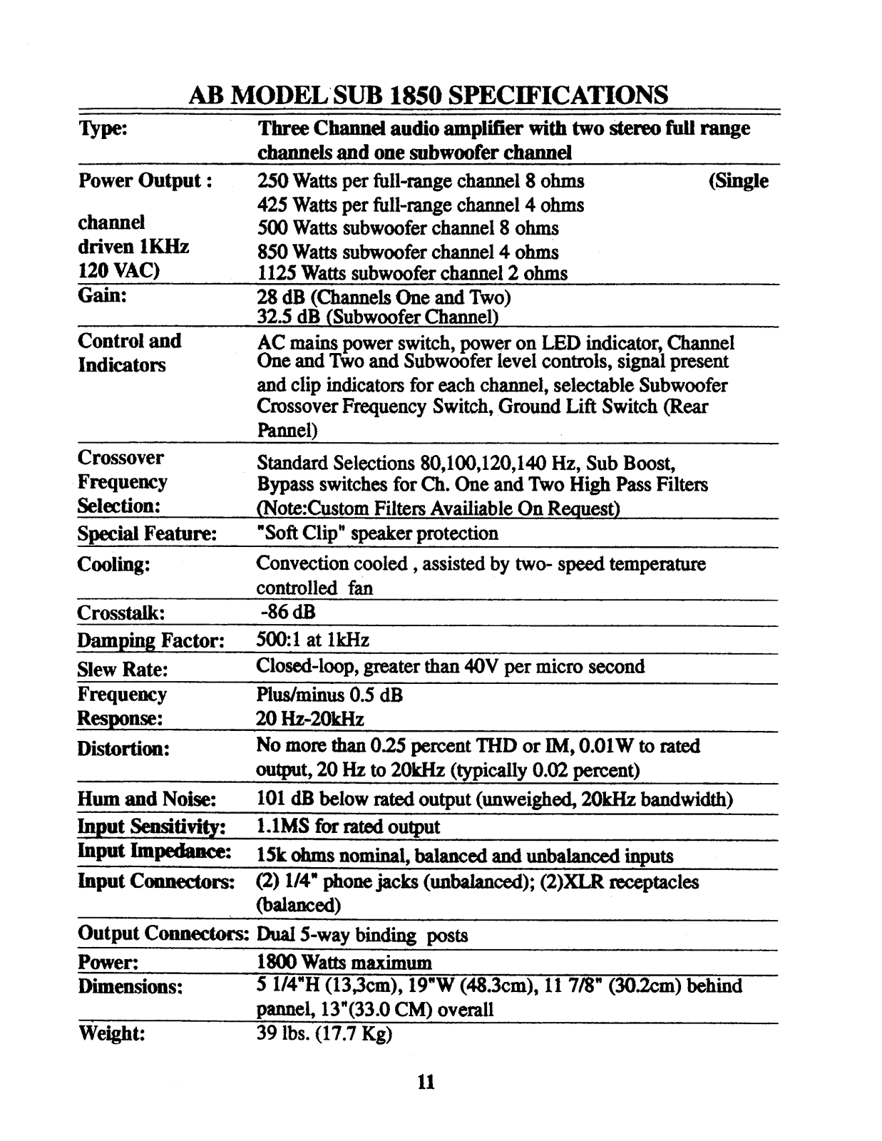 AB International SUB-1850 Brochure