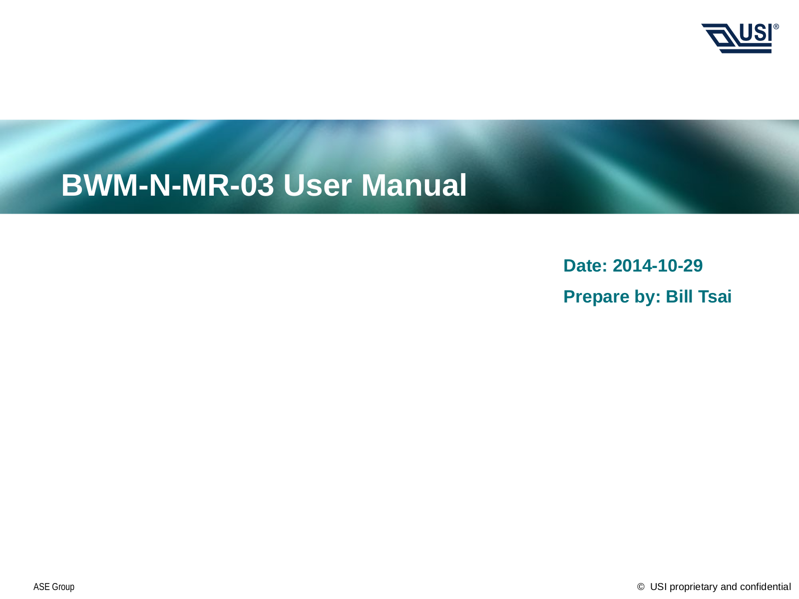 Universal Global Scientific BWMNMR03 Users manual